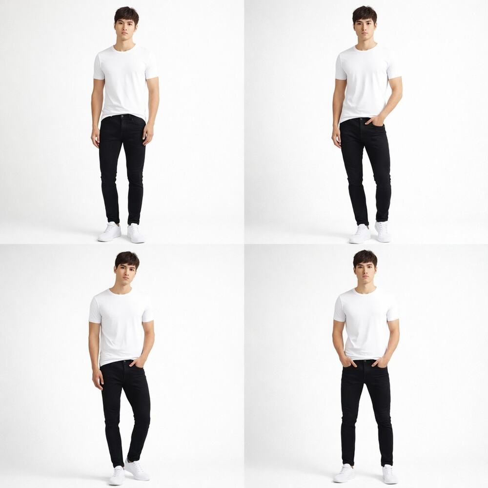 Origin Black Denim Skinny Jeans Slim Fit Stretch Women's Button Zip